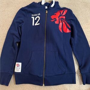 Team GB 2012 Olympic Games navy blue zip-up hoodie featuring the lion motif.